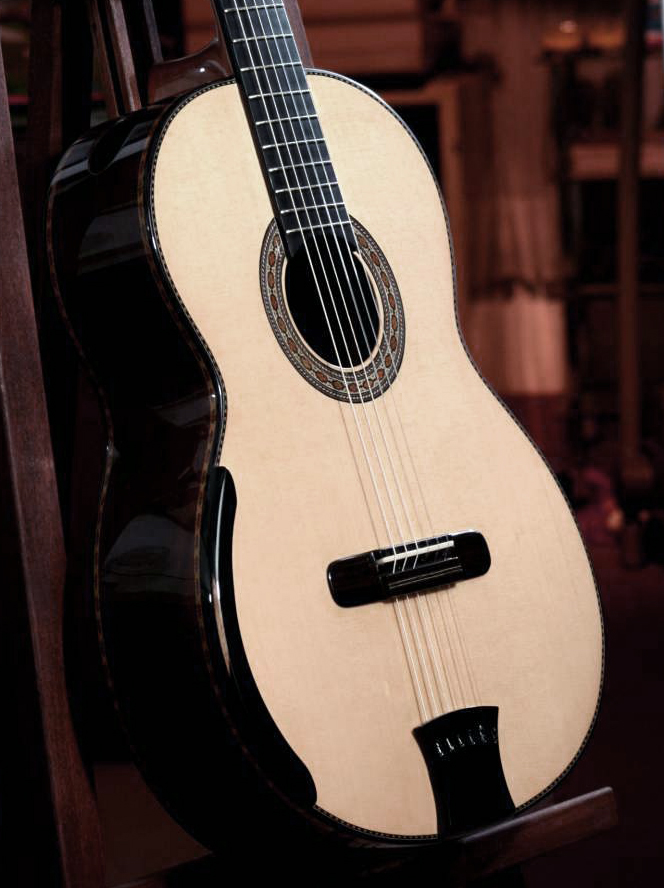 Aged Brazilian rosewood B&S,  Lattice braced Alpine spruce top