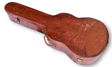 Bellucci, Leather hand embossed classical guitar case, top view