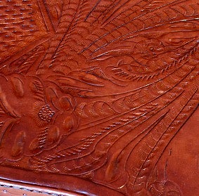 Bellucci, Leather hand embossed classical guitar case, close up