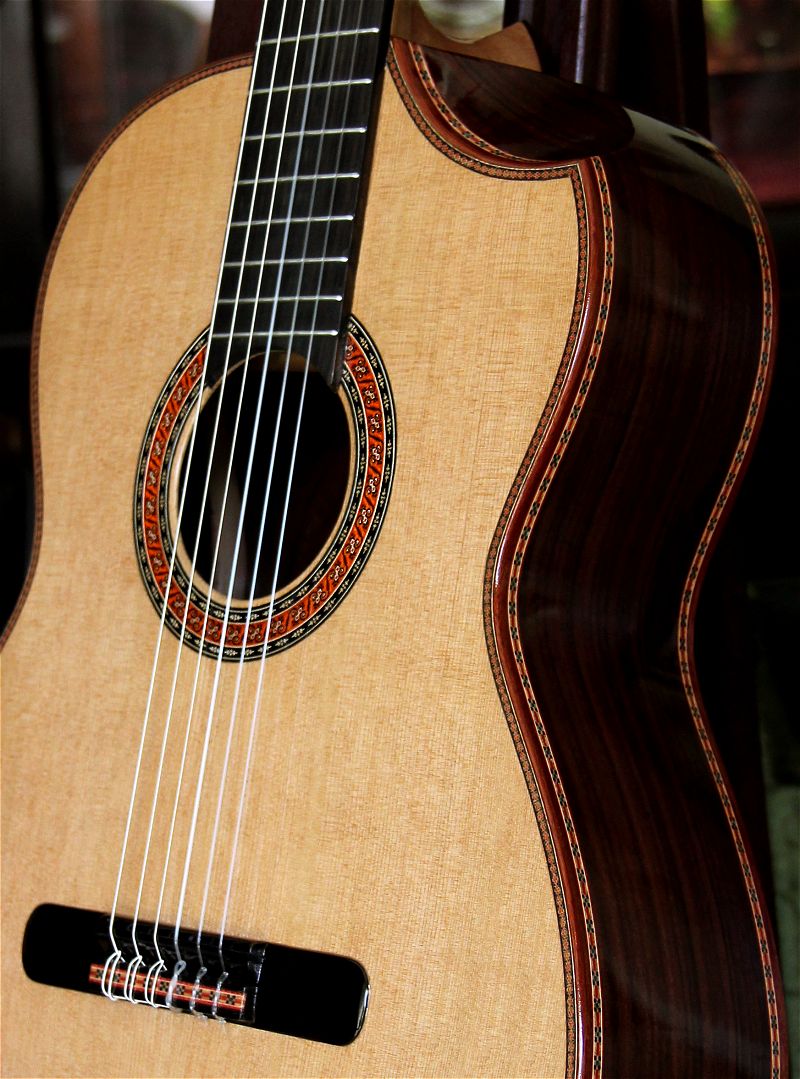 120 year air dried Brazilian Rosewood B&S, Bellucci/Hauser braced Cedar top Concert guitar