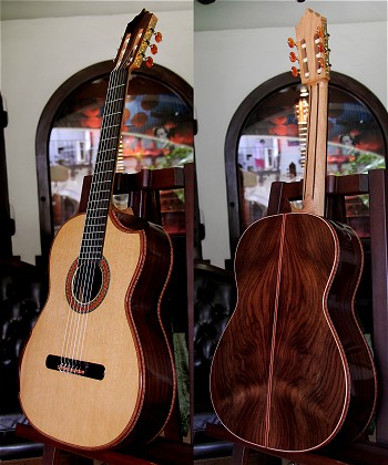 120 year air dried Brazilian Rosewood B&S, Bellucci/Hauser braced Cedar top Concert guitar