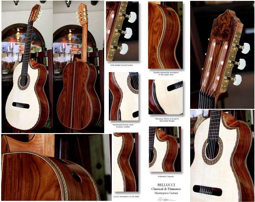 120 year air dried Brazilian Rosewood B&S,
                Bellucci/Hauser braced Alpine Spruce top Concert guitar