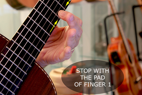 Stopping the note with the pad of the finger