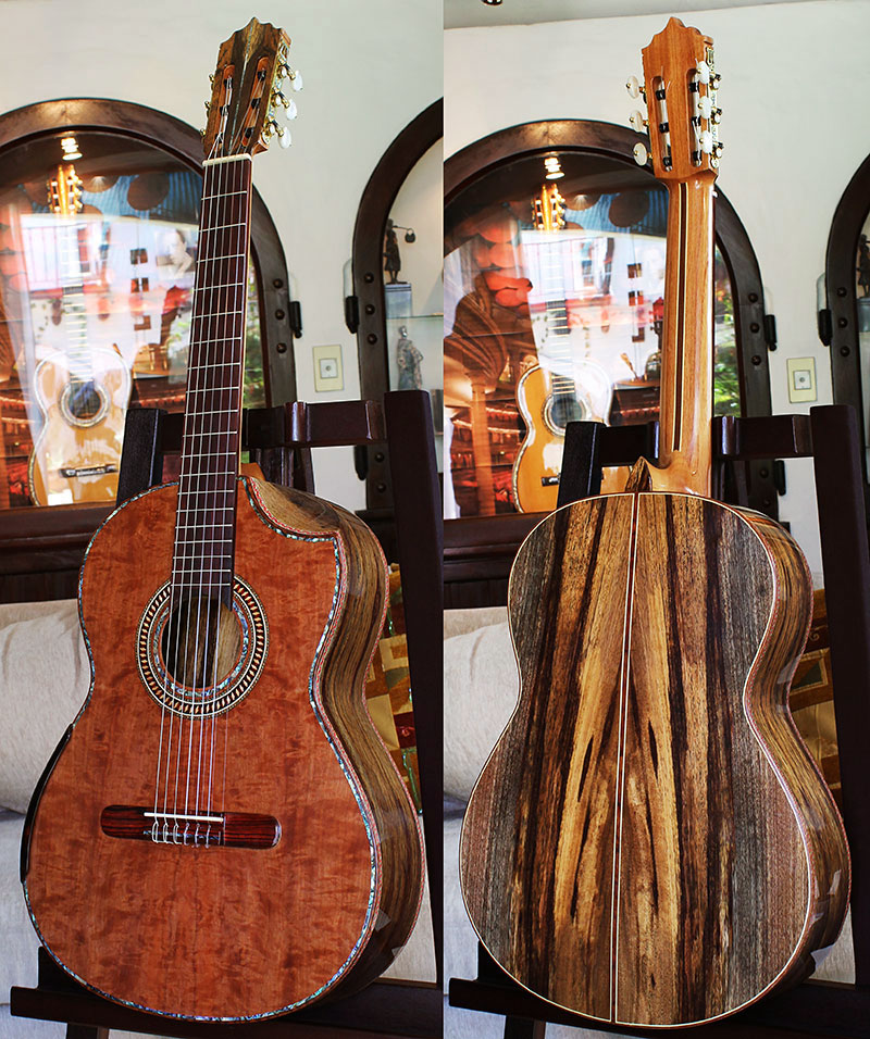 Spalted Tamarind B&S Spalted Redwood Top Concert Classical Guitar