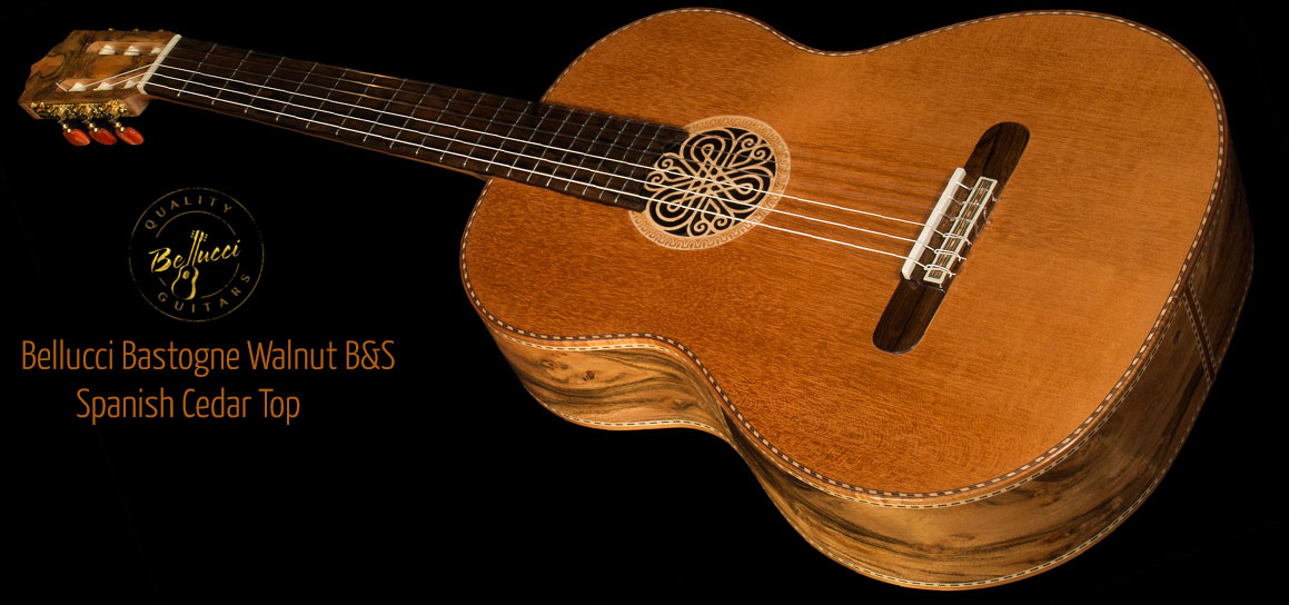 Bastogne Walnut B&S, Spanish Cedar top Concert Classical Guitar