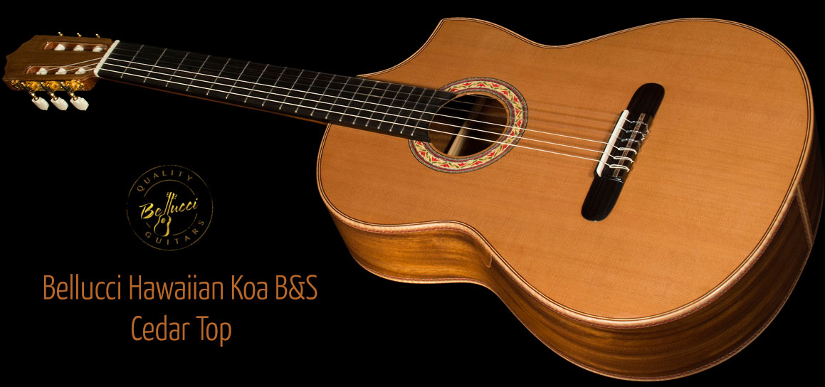 Hawaiian Koa B&S, Cedar top Concert Classical Guitar