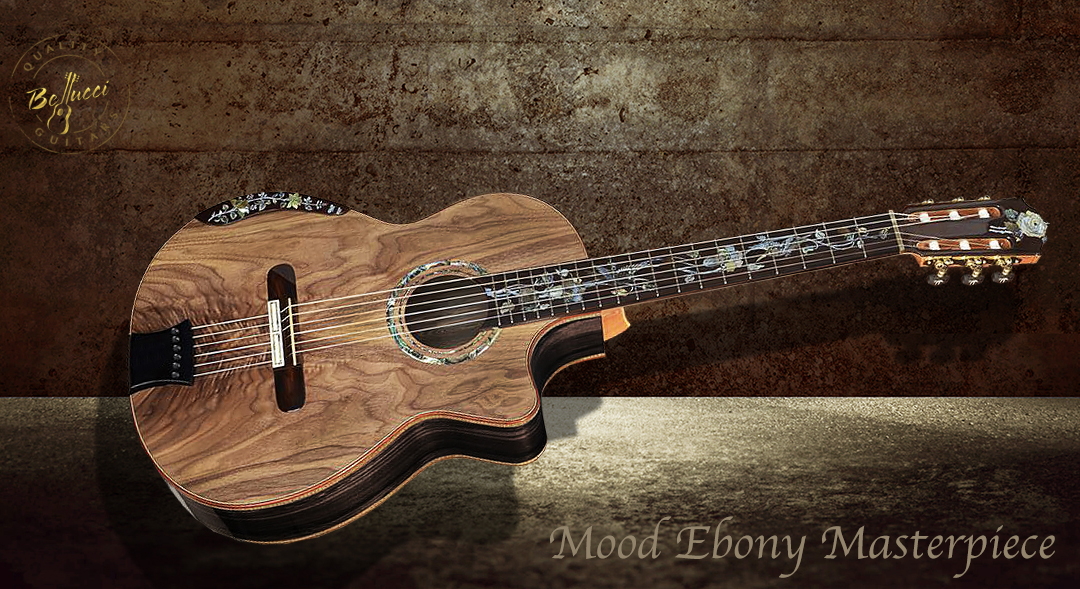 Moon Ebony B&S Concert Cutaway Concert Classical Guitar