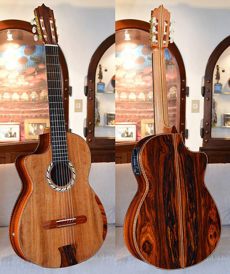 Custom Left Handed Cocobolo B&S, Redwood Top Concert Classical Guitar