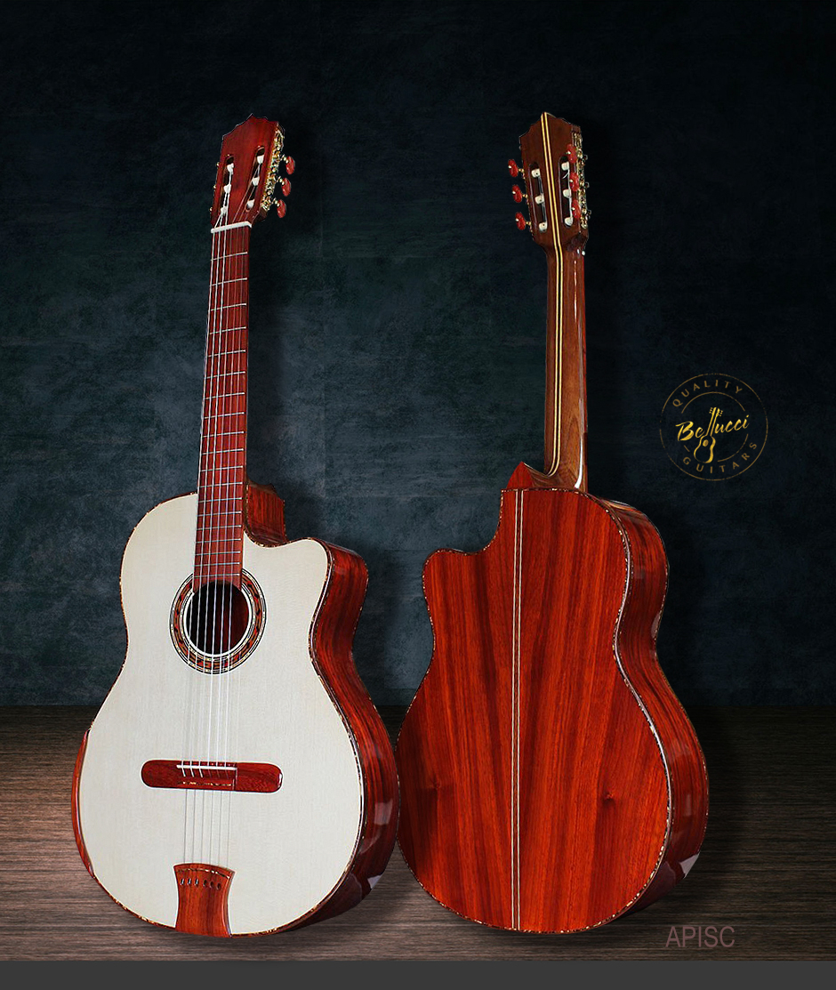 African Padauk B&S Italian Spruce Top Cutaway Concert Classical Guitar