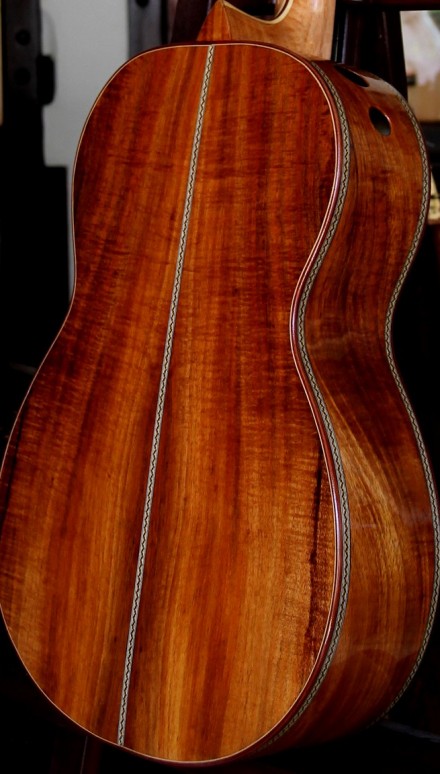 Hawaiian Koa B&S Italian Spruce Top Indented Cutaway Concert Classical Guitar