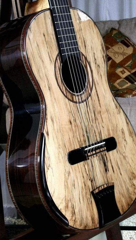 Indonesian Rosewood B&S, Spalted Maple Top, Dali Model Concert Classical Guitar