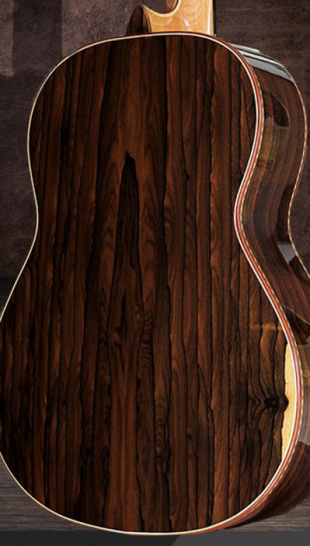 Ziricote B&S Curly Figured Walnut Top, Indented Cutaway Concert Classical Guitar
