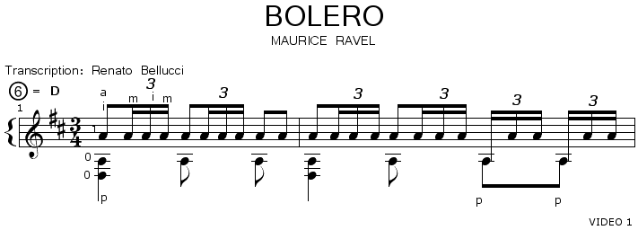 Ravel Mourice Bolero Staff and Video 1