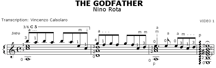 Nino Rota The Godfather TAB Staff and Video 1