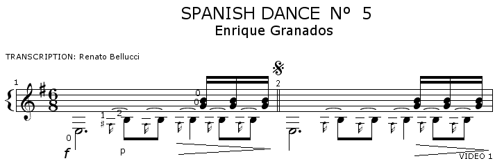 Granados Enrique Spanish Dance 5 Staff and Video 1