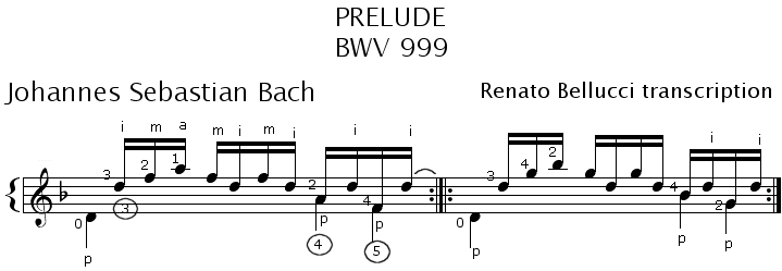 JS Bach Prelude BWV 999 Staff and Video 1