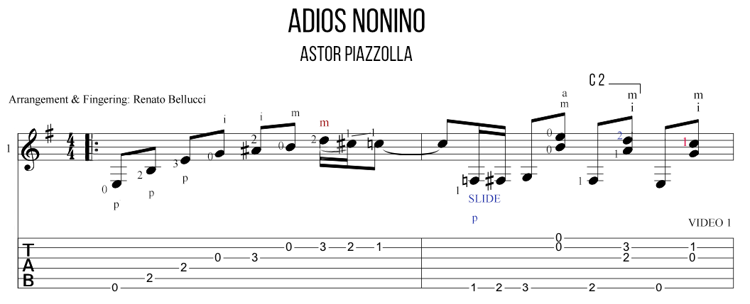 Astor Piazzolla Adios Nonino Staff  Video 1