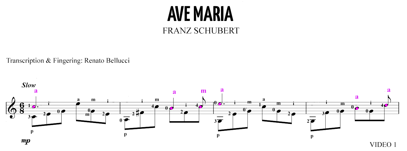 Franz Schubert Ave Maria Staff and Video 1