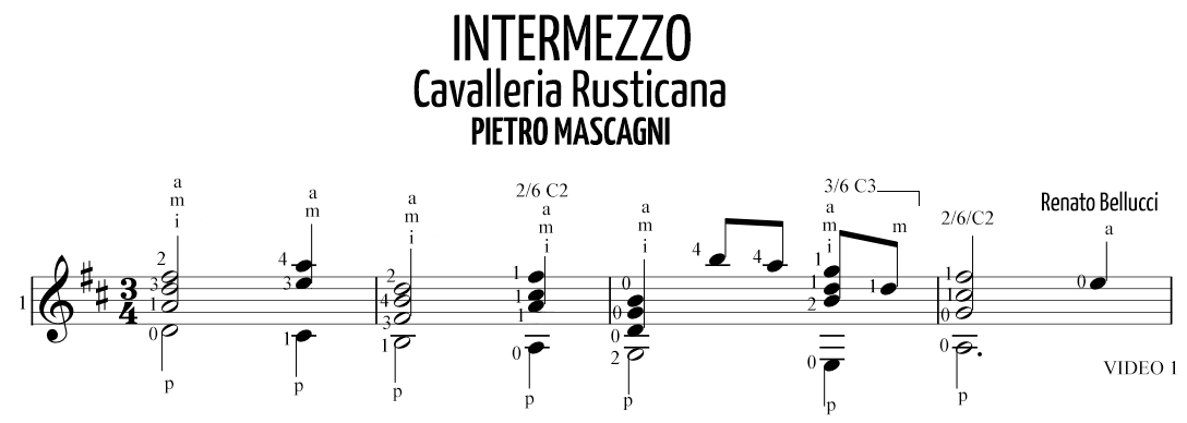 Pietro Mascagni Intermezzo Cavalleria Rusticana Staff and Video 1