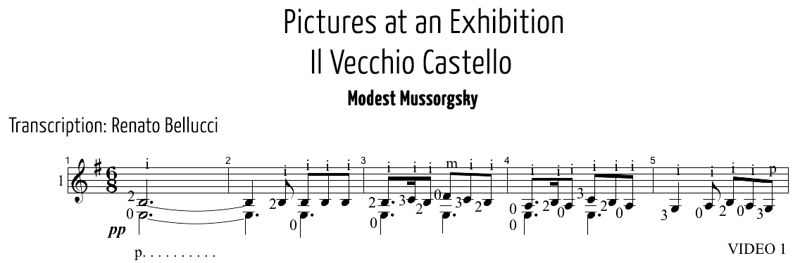 Modest Mussorgsky Pictures at an Exhibition  Staff and Video 1
