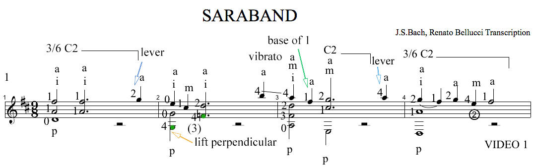 JS Bach Saraband Suite 6 BWV 1012 Staff and Video 1