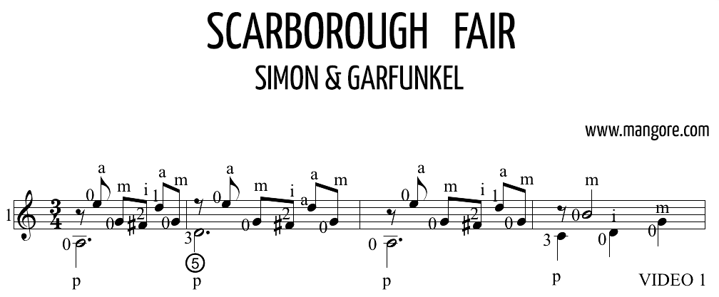 Simon and Garfunkel Scarborough Fair Staff 1