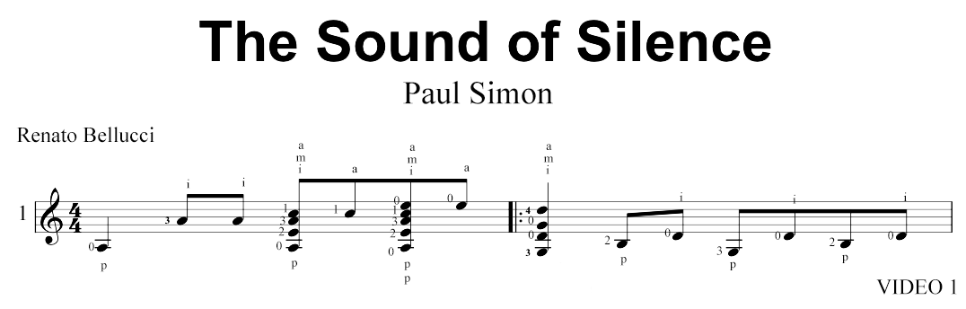 Paul Simon The Sound of Silence Staff and Video 1